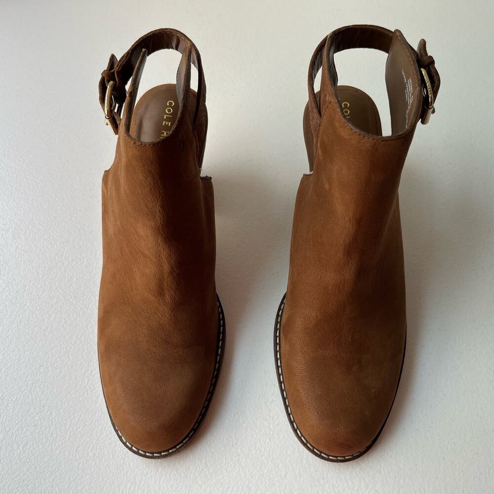 Cole Haan Pippa Slingback Booties Women's Size 8 Brown Leather Boho Quiet Luxury - Picture 3 of 14